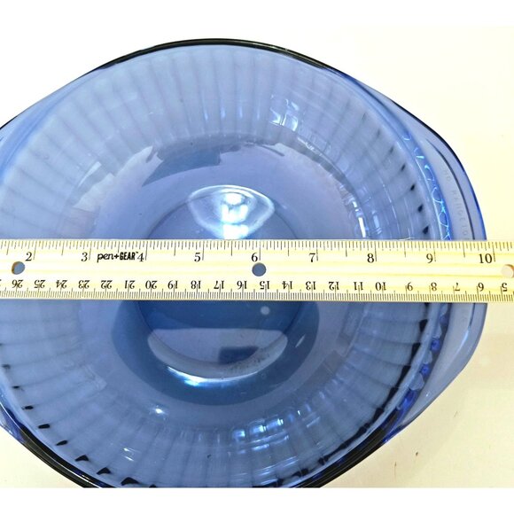 Pyrex Sculptured Cobalt Casserole Bowl 2qt Bakeware ribbed glass translucent - Picture 8 of 10